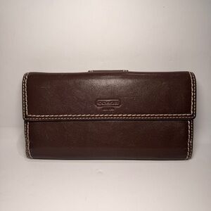 Coach Dark Brown Leather Clutch